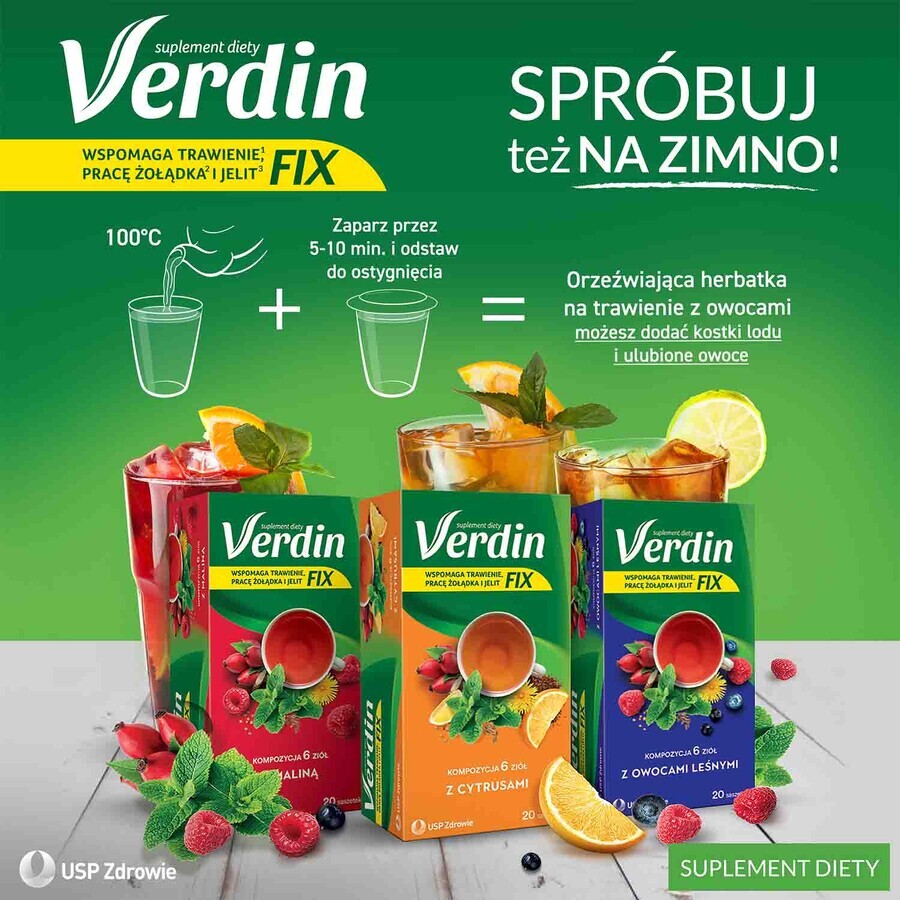 Verdin Fix met citrusvruchten, 20 zakjes