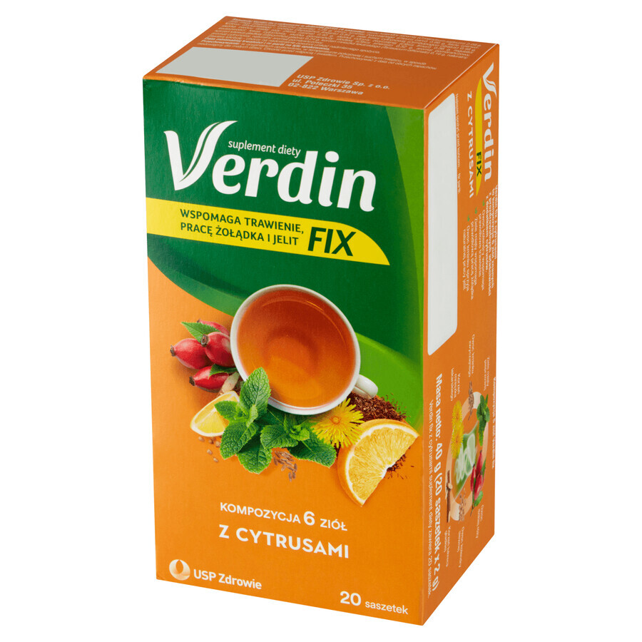 Verdin Fix met citrusvruchten, 20 zakjes