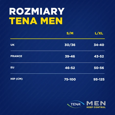 Tena Men Active Fit Pants, majtki chłonne dla mężczyzn, rozmiar L/XL, 95-130 cm, Normal, 30 sztuk: ceny i cechy