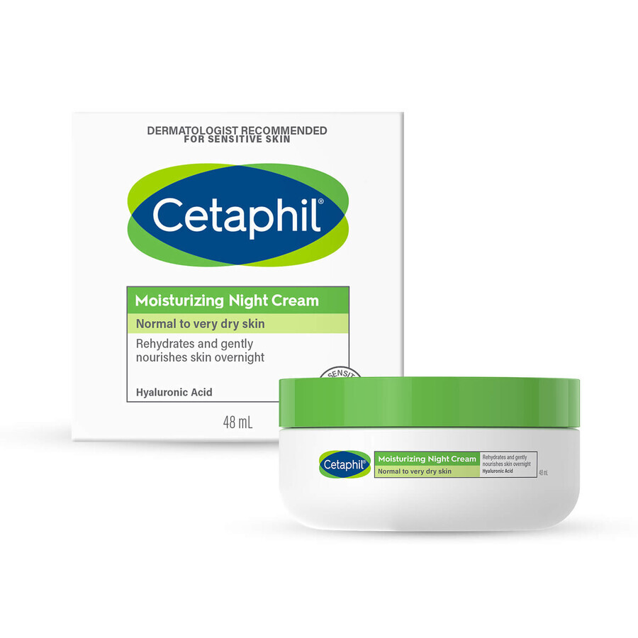 Cetaphil, vochtinbrengende gezichtscrème met hyaluronzuur, nachtcrème, 48 ml