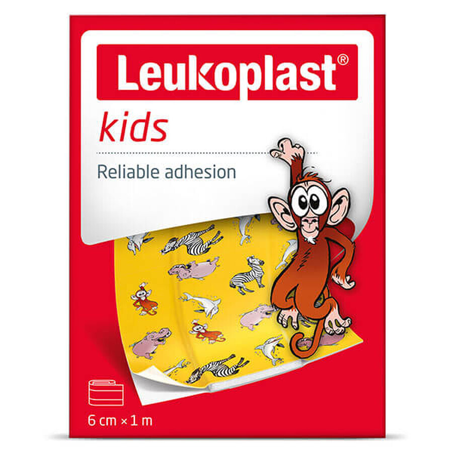 Leukoplast Kids, verbandpleister voor kinderen, waterbestendig, 6 cm x 1 m, 1 stuk