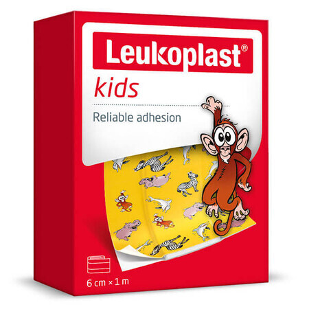 Leukoplast Kids, verbandpleister voor kinderen, waterbestendig, 6 cm x 1 m, 1 stuk