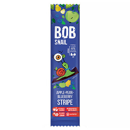 Bob Snail Stripe Fruit Snack, appel, peer, bosbes, 14 g