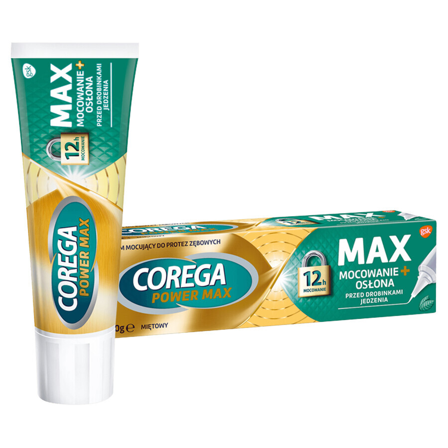 Corega Power Max Fixation + Cover, fixation cream for dentures, mint, 40 g