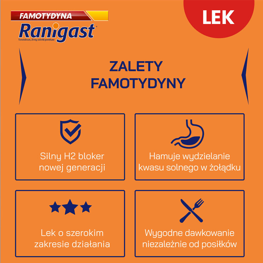 Famotidine Ranigast 20 mg, 30 filmomhulde tabletten