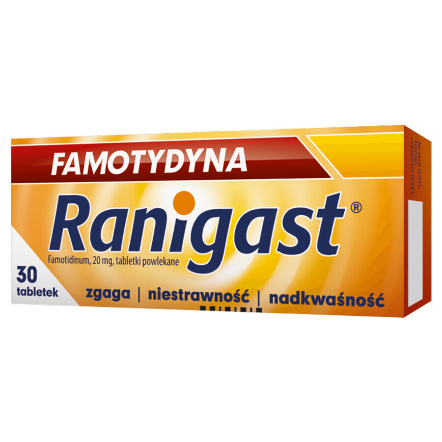 Famotidine Ranigast 20 mg, 30 filmomhulde tabletten