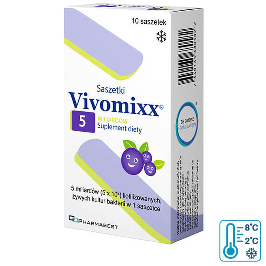 Vivomixx Sachets 5 billion, powder for oral suspension, blueberry flavor, 10 sachets