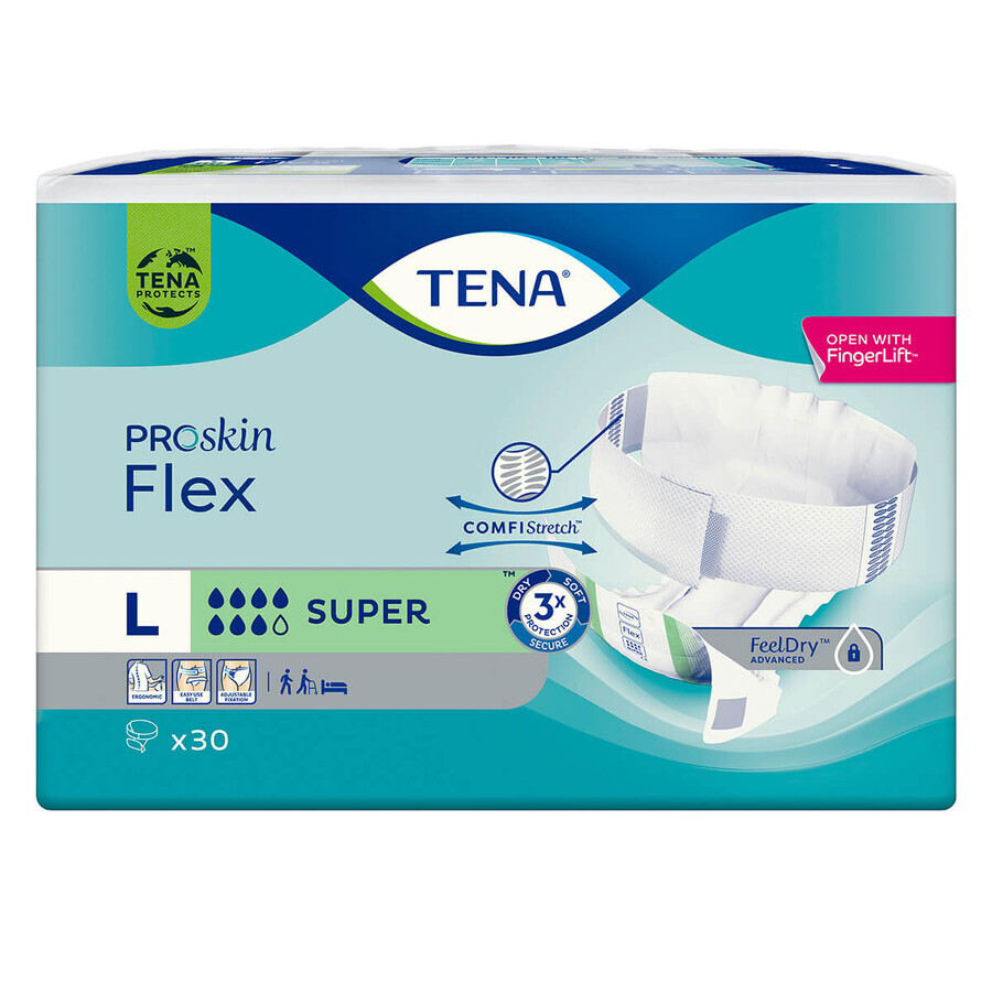 Tena Flex ProSkin, diapers, size L, 83-120 cm, Super, 30 pcs