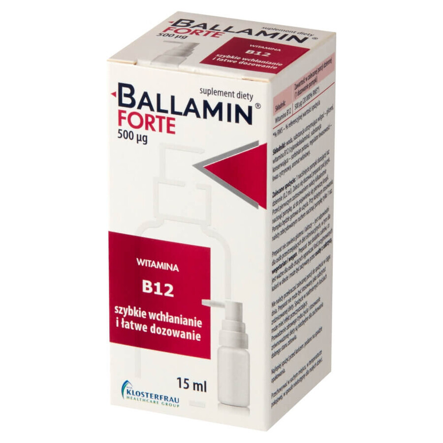 Ballamin Forte, vitamine B12 500 µg, orale spray, 15 ml