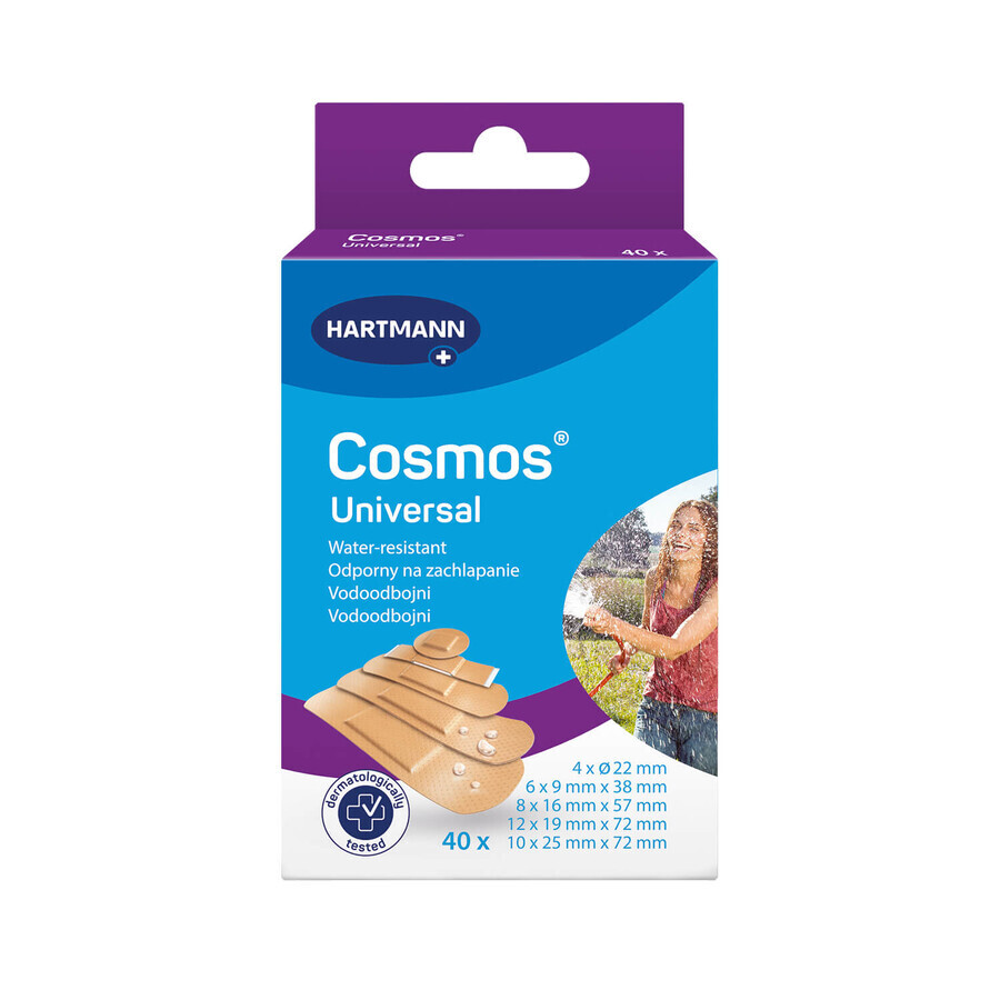 Cosmos Universal, waterproof patches with dressing, 5 sizes, 40 pieces