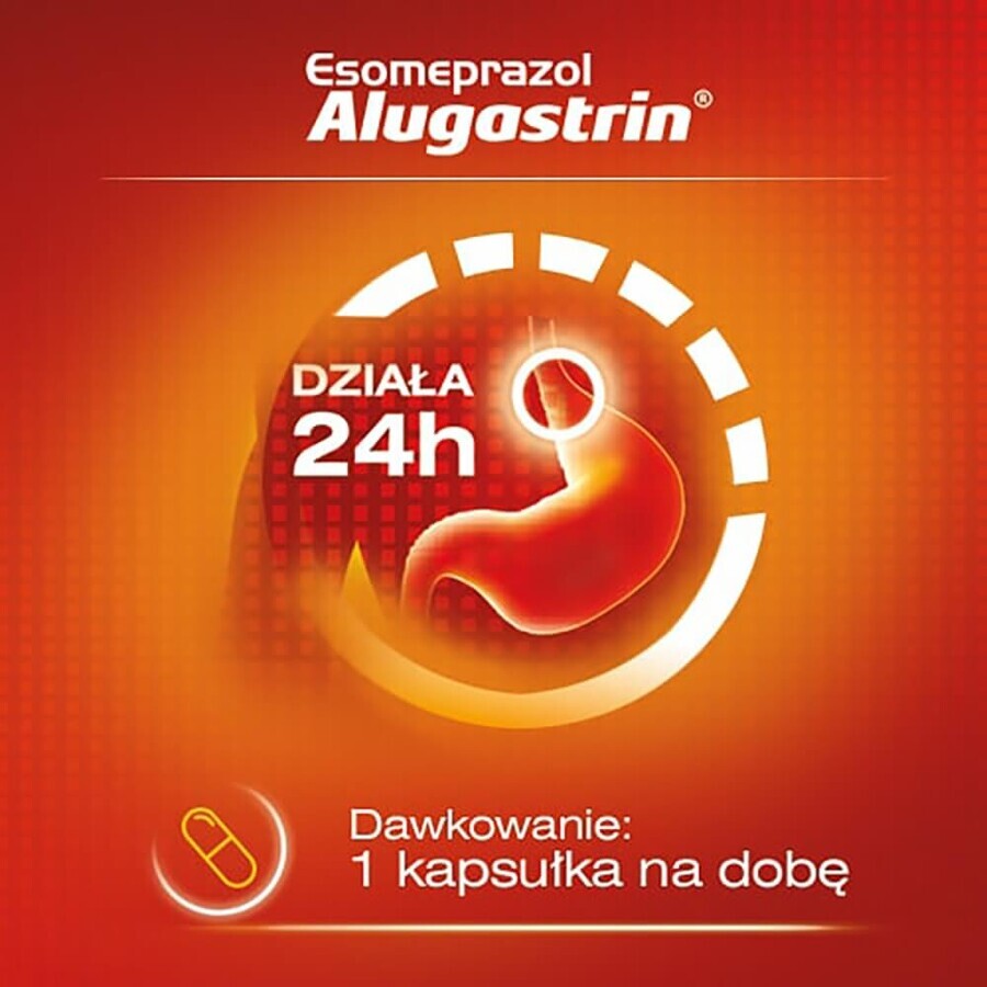 Esomeprazol Alugastrin 20 mg, 14 maagsapresistente capsules