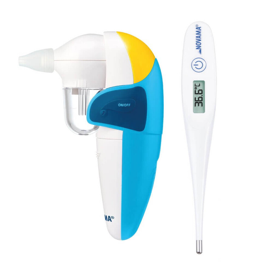 Novama Kids Pingo kit, aspirateur nasal électrique avec mélodies + Flexo, thermomètre électronique avec embout flexible