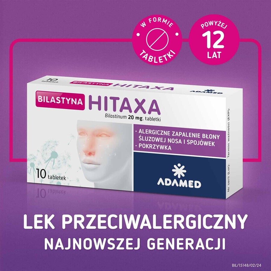 Bilastine Hitaxa 20 mg, 10 tablets