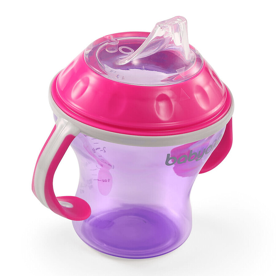 BabyOno, druppelbeker met zacht mondstuk, roze, vanaf 3 maanden, 180 ml