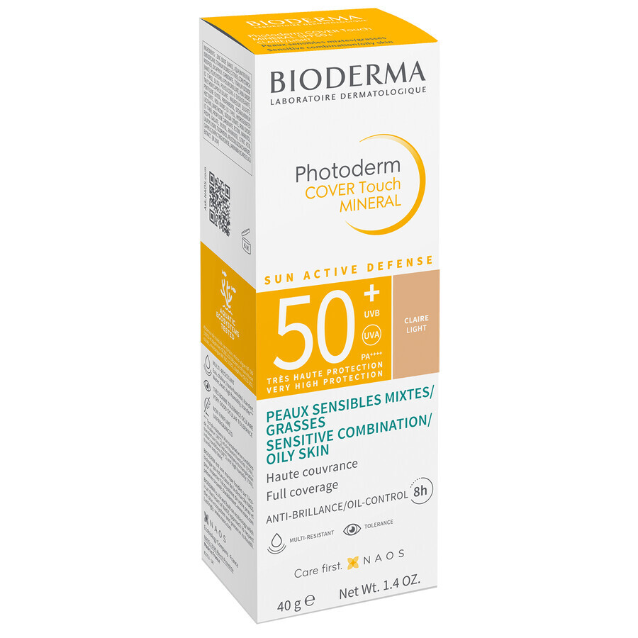 Bioderma Photoderm Cover Touch Mineral, dekkende minerale vloeistof, licht, SPF 50+, 40 g