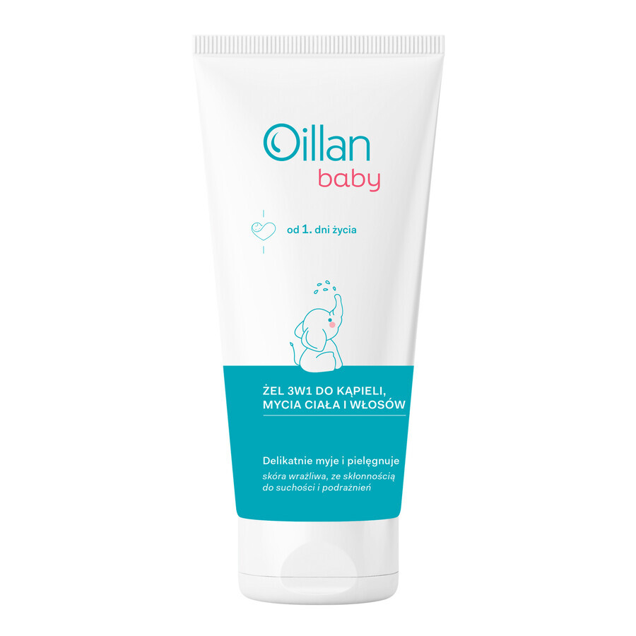 Oillan Baby, bath, body and hair gel 3 in 1, from the first day of life, 200 ml