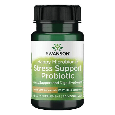 Swanson Happy Microbiom Stress Support Probiotic, 60 plantaardige capsules