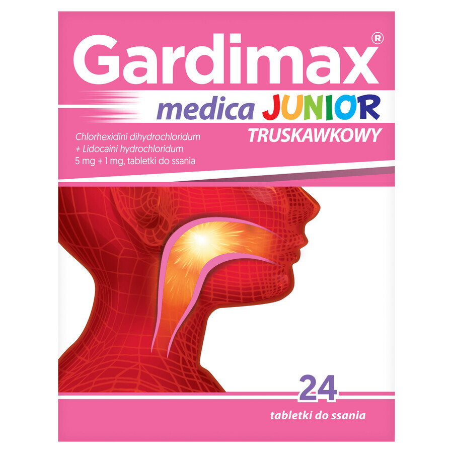 Gardimax Medica Junior aardbei 5 mg +1 mg, 24 zuigtabletten