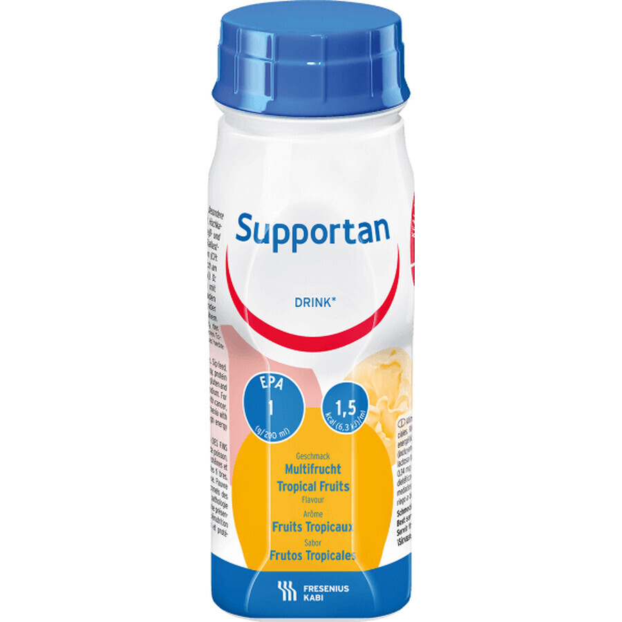 Supportan Drink, nutritional preparation, tropical fruit flavor, 4 x 200 ml