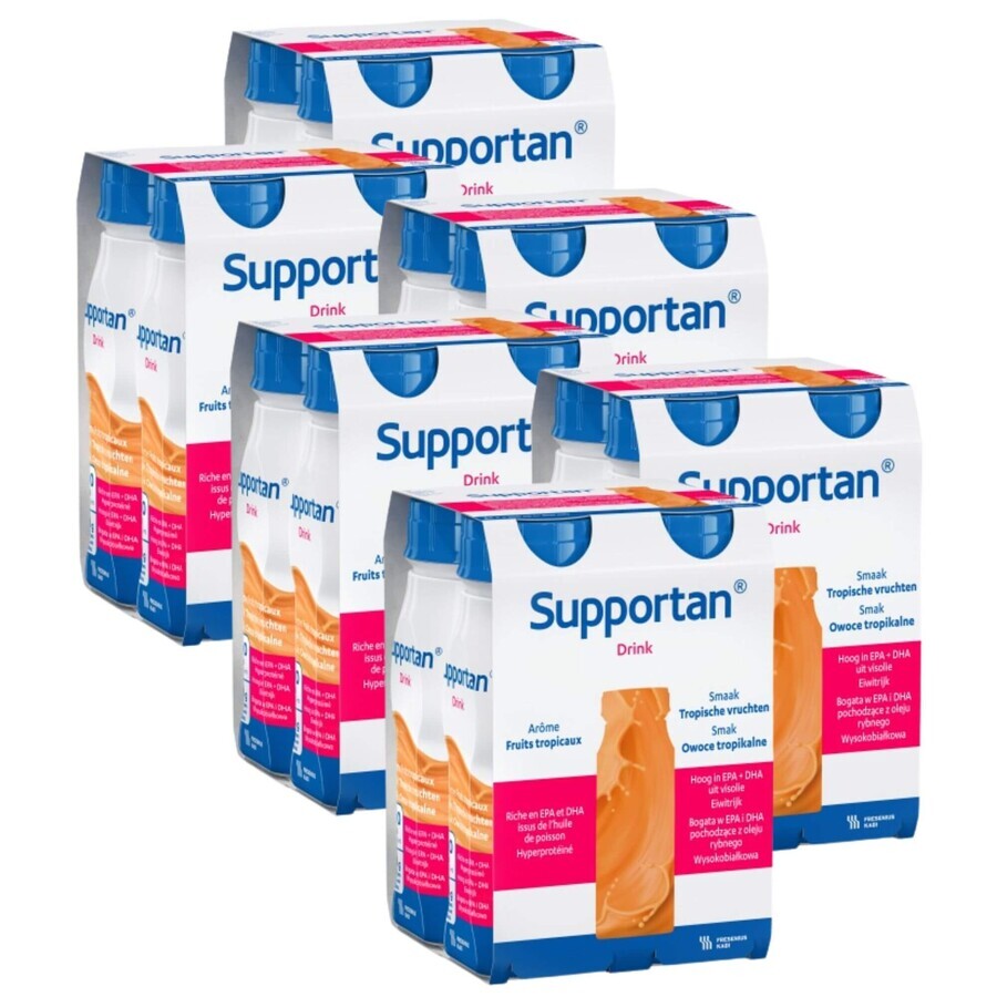 Supportan Drink, nutritional preparation, tropical fruit flavor, 4 x 200 ml