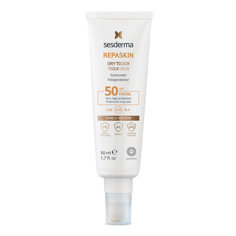 Sesderma Repaskin Dry Touch, cremă de protecție pentru față, SPF 50, 50 ml