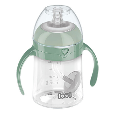 Lovi, primer vaso con pajita pesada, verde, a partir de 6 meses, 150 ml