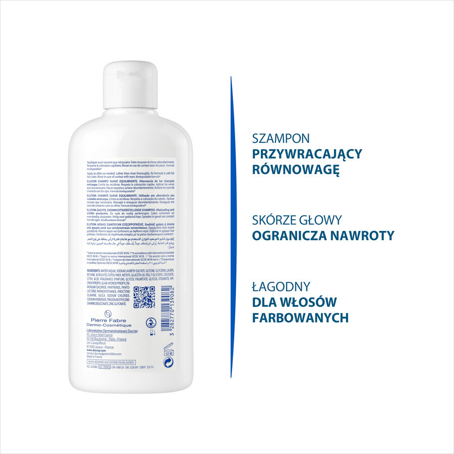 Ducray Elution, delicate shampoo to restore the balance of the scalp, 400ml