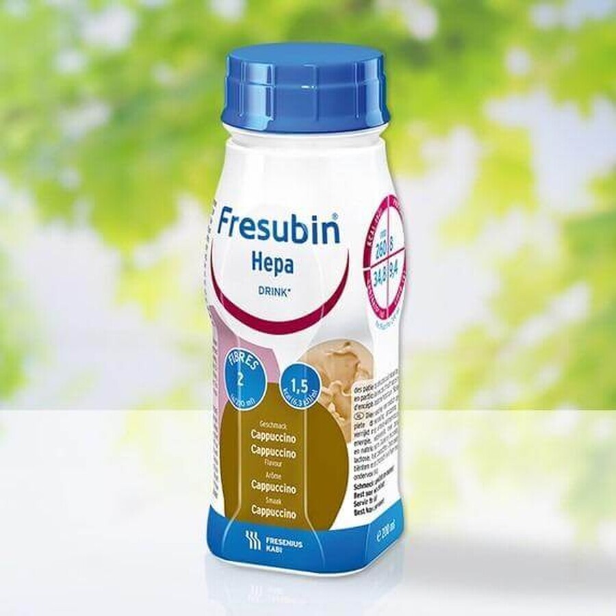 Fresubin Hepa Drink, nutritional preparation, cappuccino flavor, 4 x 200 ml