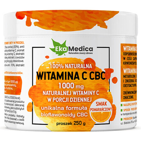 EkaMedica Vitamine C CBC 1000 mg, sinaasappelsmaak, 250 g