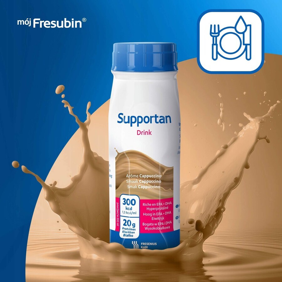 Supportan Drink, préparation nutritionnelle, saveur cappuccino, 4 x 200 ml