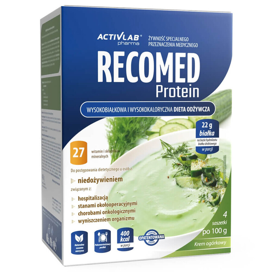 ActivLab Pharma RecoMed Protein, preparat nutritiv, cremă de castraveți, 100 g x 4 plicuri