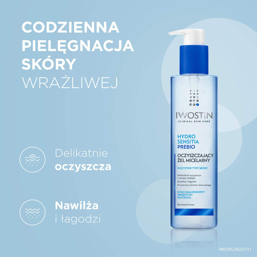 Iwostin Hydro Sensitia Prebio Set, Mizellengel, 200 ml + Feuchtigkeitscreme, 50 ml