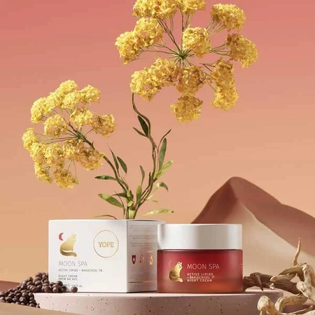 Yope Moon Spa, gezichtscrème, nachtcrème, actieve lipiden + bacuchiol 1%, 50 ml