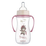 Canpol Babies Easy Start anti-colic baby bottle, wide mouth, with handles, Bonjur Paris, pink, from 12 months, 300 ml