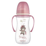 Canpol Baby's Easy Start, antikoliekfles, wijde opening, met handvaten, Bonjur Paris, roze, vanaf 12 maanden, 300 ml