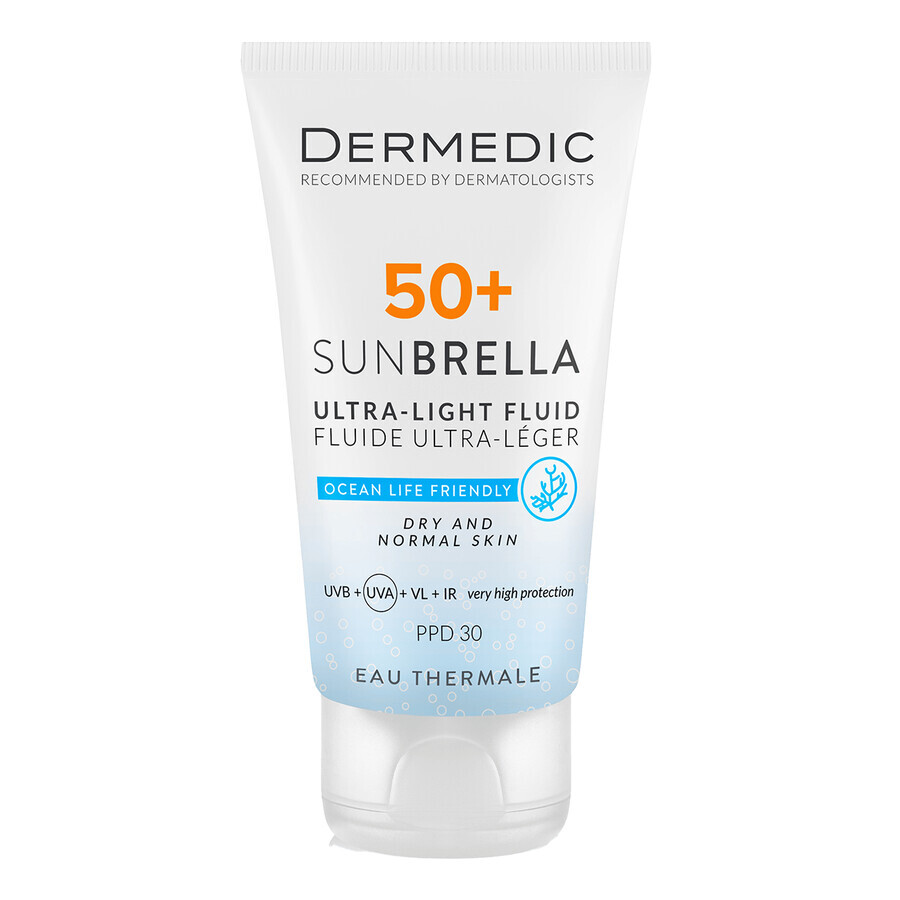 Dermedic Sunbrella, ultralichte gezichtsbeschermende crème, droge en normale huid, SPF 50+, 40 ml