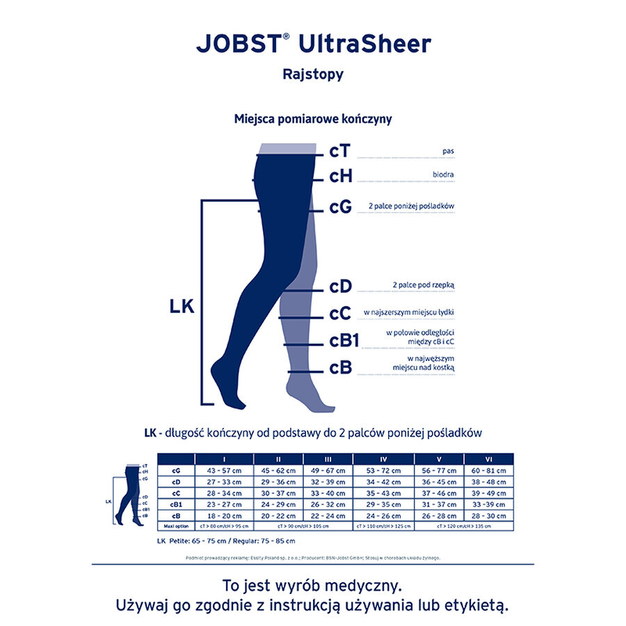 Jobst Ultra Sheer, compressiepanty, CCL2, gesloten teen, maat 5, zwart