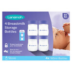 Lansinoh, bewaarflessen voor moedermelk, 4 x 160 ml