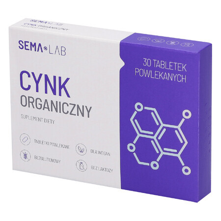 SEMA Lab Organic Zinc, 30 film-coated tablets