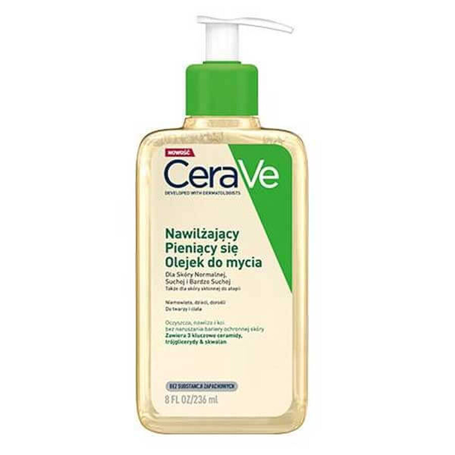 CeraVe, moisturizing foaming oil with ceramides for washing, 236 ml