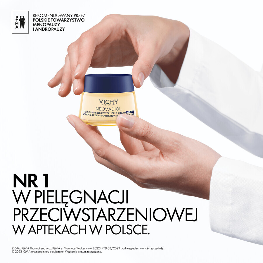 Vichy Neovadiol Peri-Menopause, crème de nuit raffermissante pour restaurer la densité, 50 ml