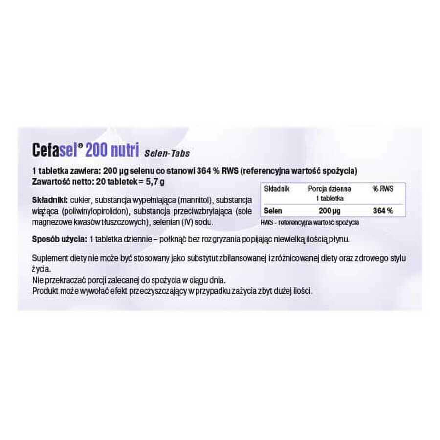 Cefasel 200 Nutri Selenium-Tabs, 20 tabletten