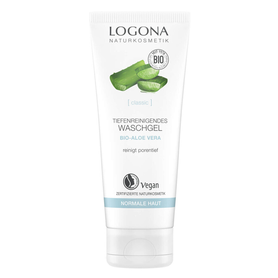 Logona Classic, gel de curățare facială profundă cu bio-aloe vera, piele normală, 100 ml