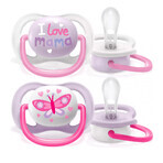 Avent Ultra Air, pacifier, silicone, orthodontic, girl, SCF080/02, 0-6 months, 2 pieces