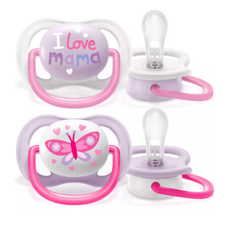 Avent Ultra Air, pacifier, silicone, orthodontic, girl, SCF080/02, 0-6 months, 2 pieces