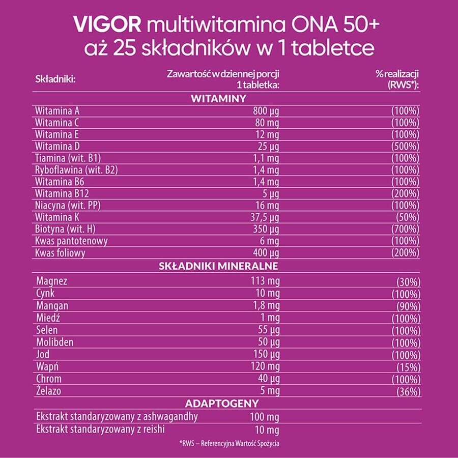 Vigor Multivitaminico Ona 50+, 60 compresse