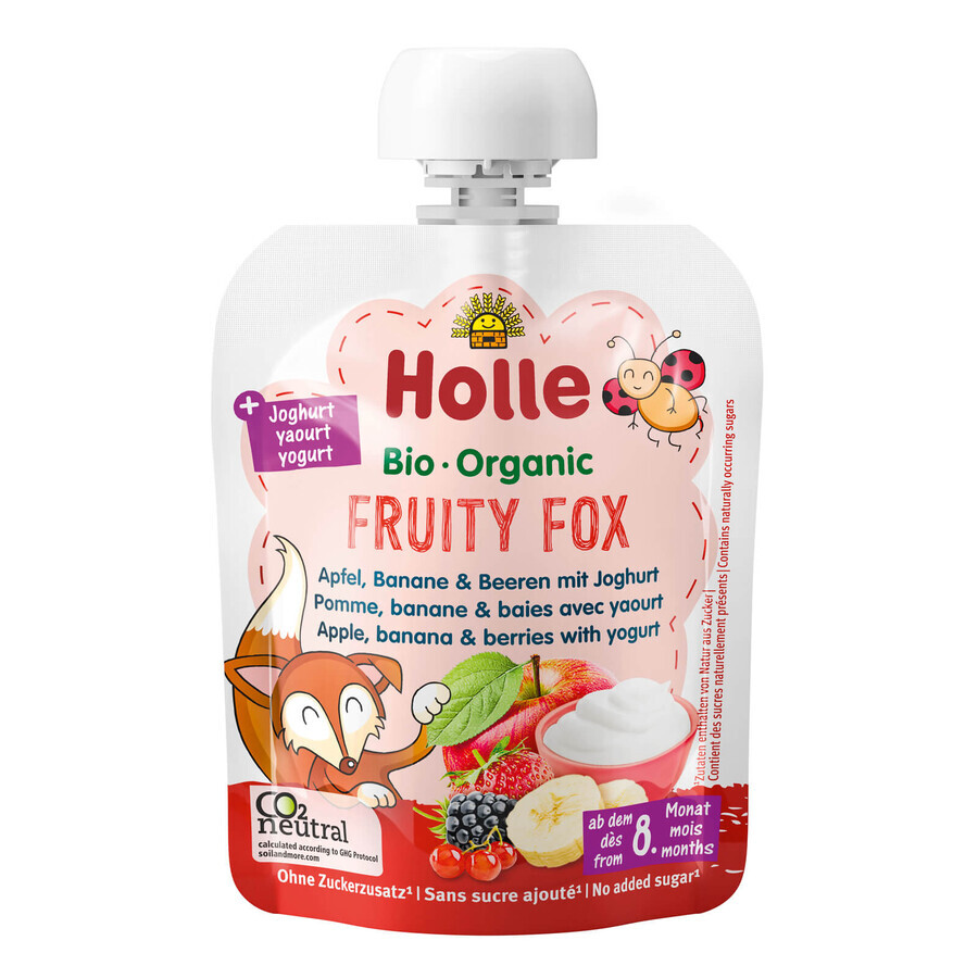 Holle, Fruitmousse in een tube, Tasty Turtle, appel, peer met yoghurt, vanaf 8 maanden, 85 g