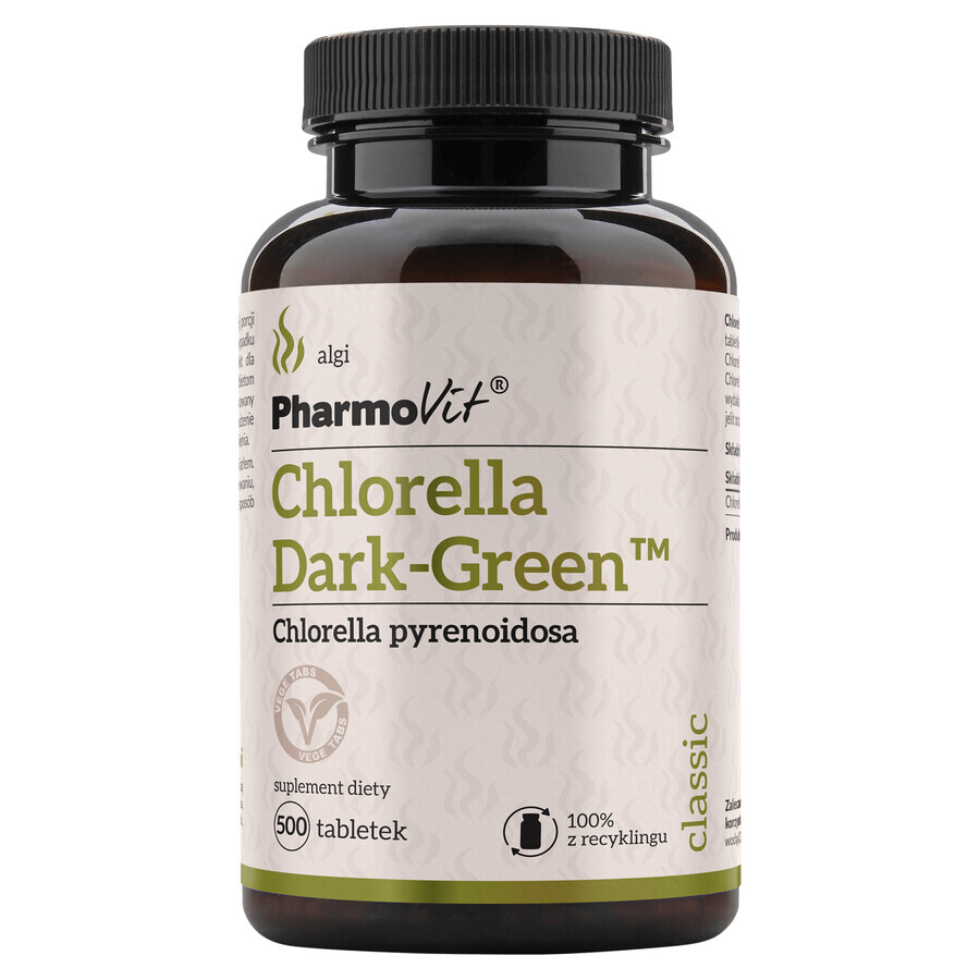 PharmoVit Chlorella Dark-Green, 500 vegetable tablets