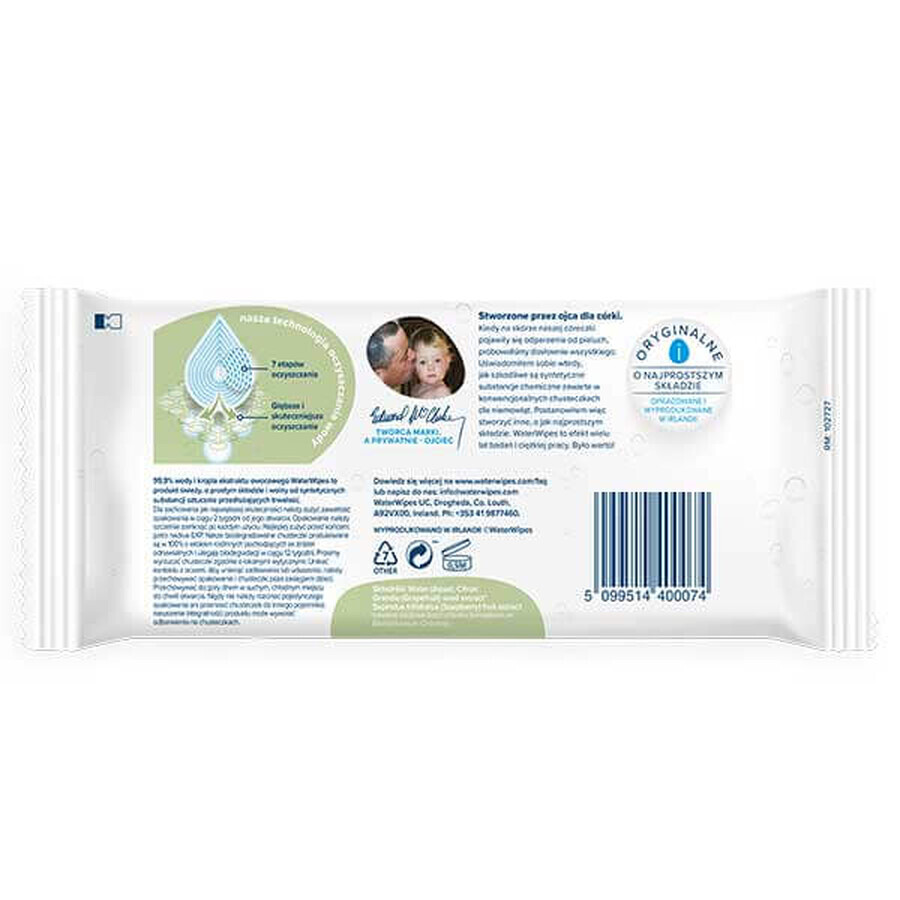 WaterWipes Zeepbes Bio, vochtige doekjes, water met zeepbes-extract, vanaf de geboorte, 60 stuks