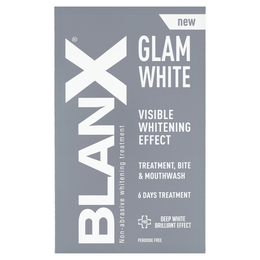 BlanX Glam White, teeth whitening system for 6 days, toothpaste, 40 ml + mouthwash, 6 sachets